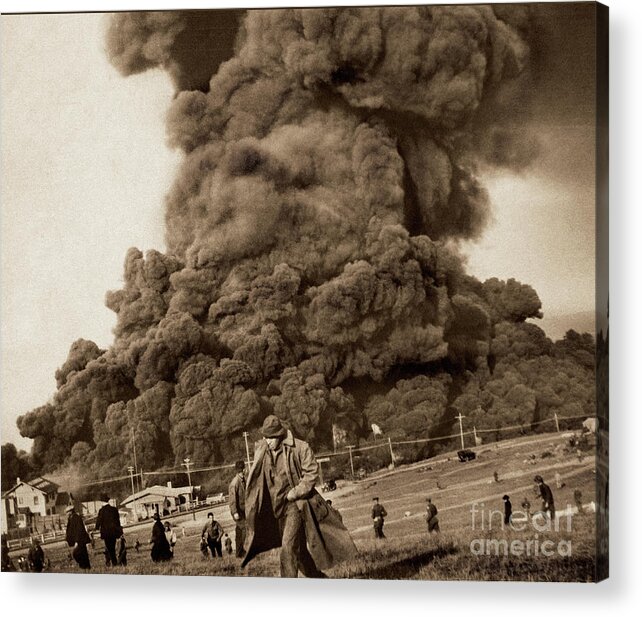 Monterey Acrylic Print featuring the photograph The Associated Oil Co. fire Monterey Sept 14, 1924 by Monterey County Historical Society
