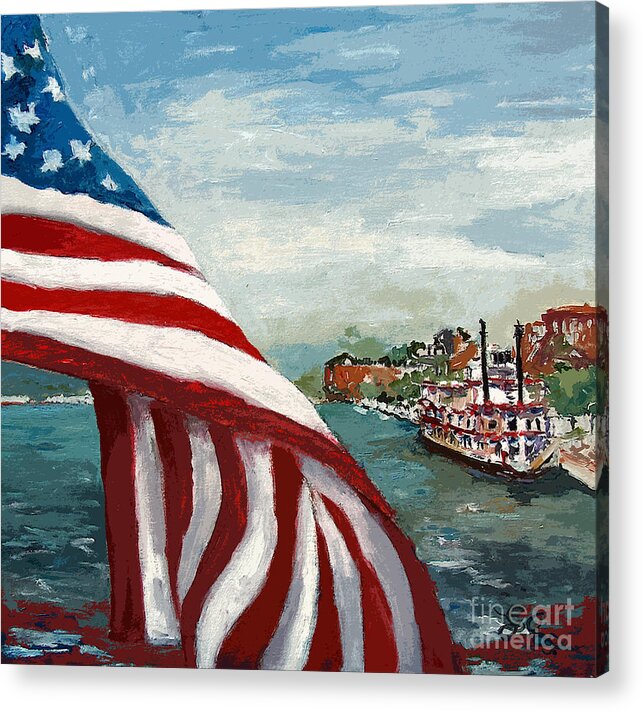 Flag Acrylic Print featuring the painting Savannah River Queen by Ginette Callaway