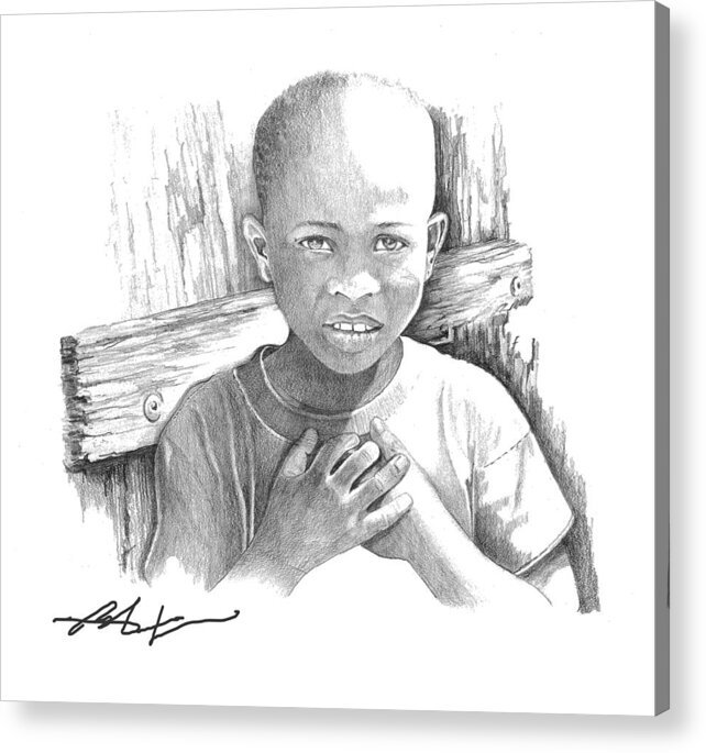 Boy Acrylic Print featuring the drawing Luc by Bob Salo