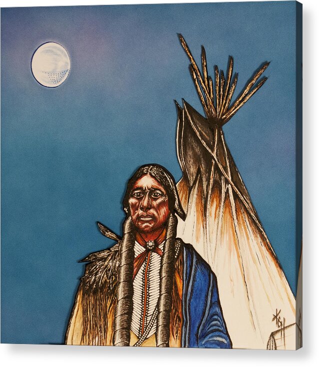 Comanche Moon Acrylic Print featuring the mixed media Comanche Moon by Kem Himelright