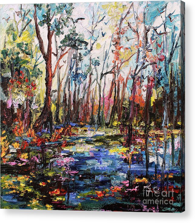 Landscape Acrylic Print featuring the painting Cypress Gardens South Carolina by Ginette Callaway