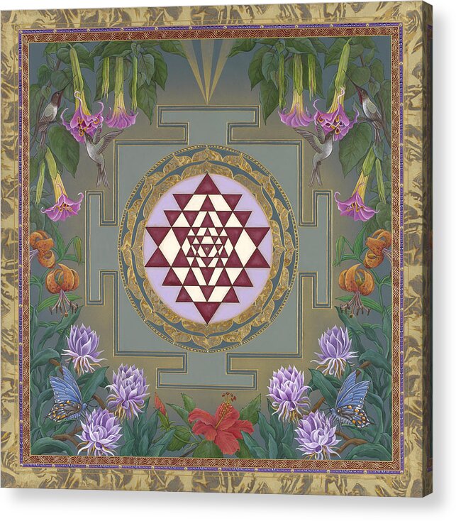 Tantra Acrylic Print featuring the painting Lalita's Garden Sri Yantra by Nadean OBrien