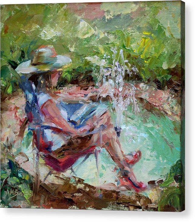 Plein Air Acrylic Print featuring the painting Red Shoes in Easton by Ann Bailey