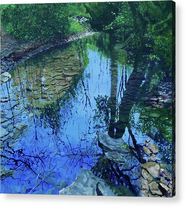 Reflections Acrylic Print featuring the painting Amberly Creek by Thomas Stead