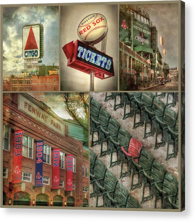 Boston Red Sox Acrylic Print featuring the photograph Boston Red Sox Fenway Park Collage by Joann Vitali