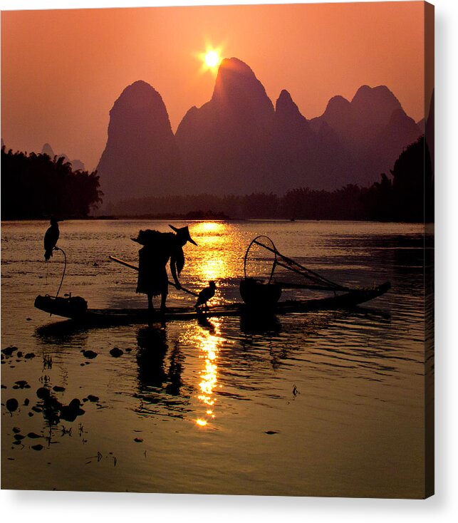 China Acrylic Print featuring the photograph Fishing with Cormorants by Marla Craven