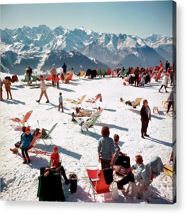 People Acrylic Print featuring the photograph Verbier Vacation by Slim Aarons