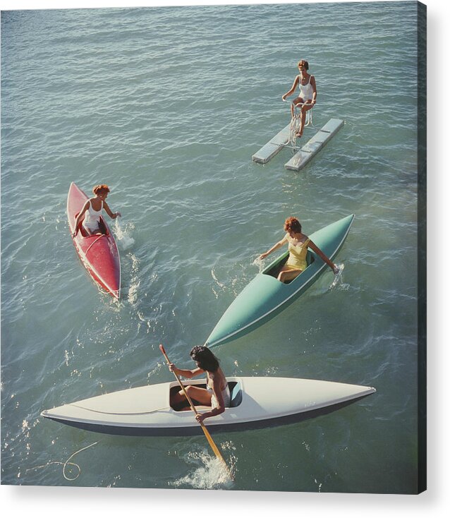 Pedal Boat Acrylic Print featuring the photograph Lake Tahoe Trip by Slim Aarons