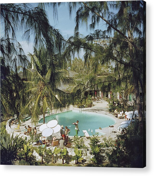 Swimming Pool Acrylic Print featuring the photograph Eleuthera Pool Party by Slim Aarons