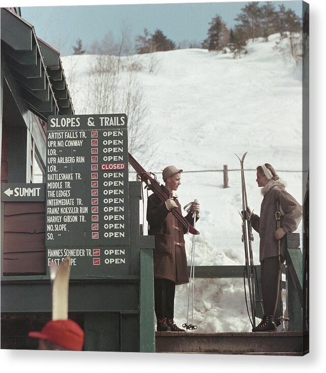 Ski Pole Acrylic Print featuring the photograph Skiing At Cranmore Mountain by Slim Aarons