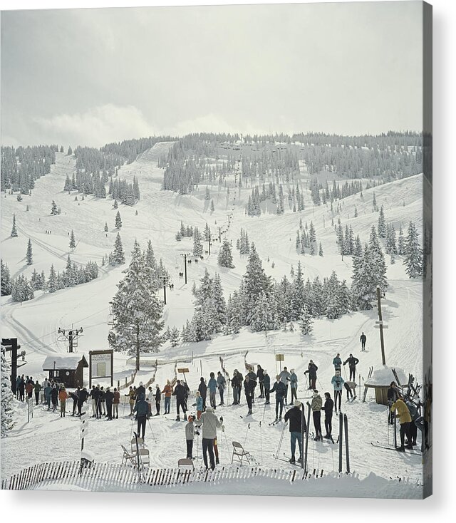 Ski Pole Acrylic Print featuring the photograph Skiing In Vail by Slim Aarons