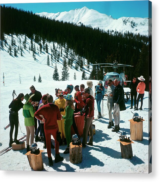 Skiing Acrylic Print featuring the photograph Snowmass Picnic by Slim Aarons