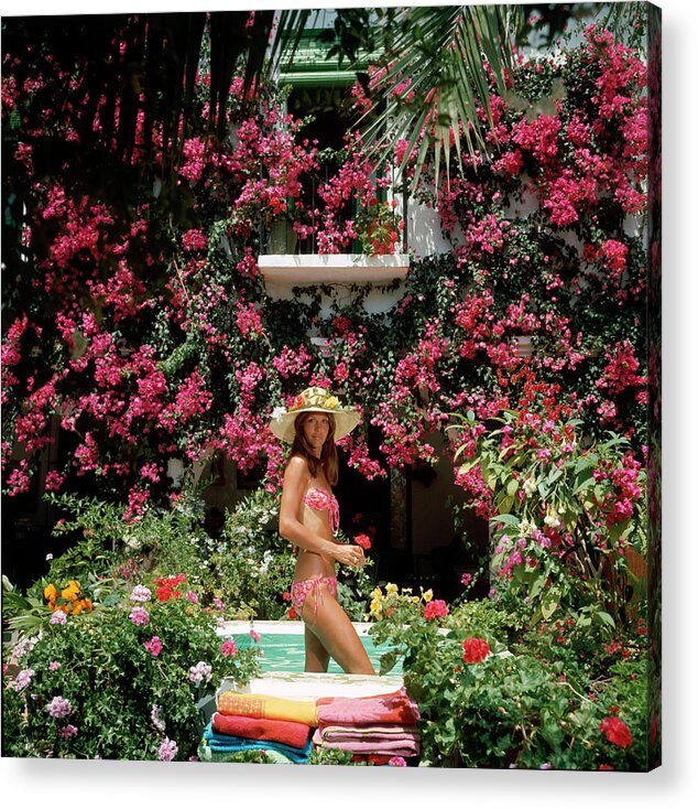Straw Hat Acrylic Print featuring the photograph Valerie Cates by Slim Aarons