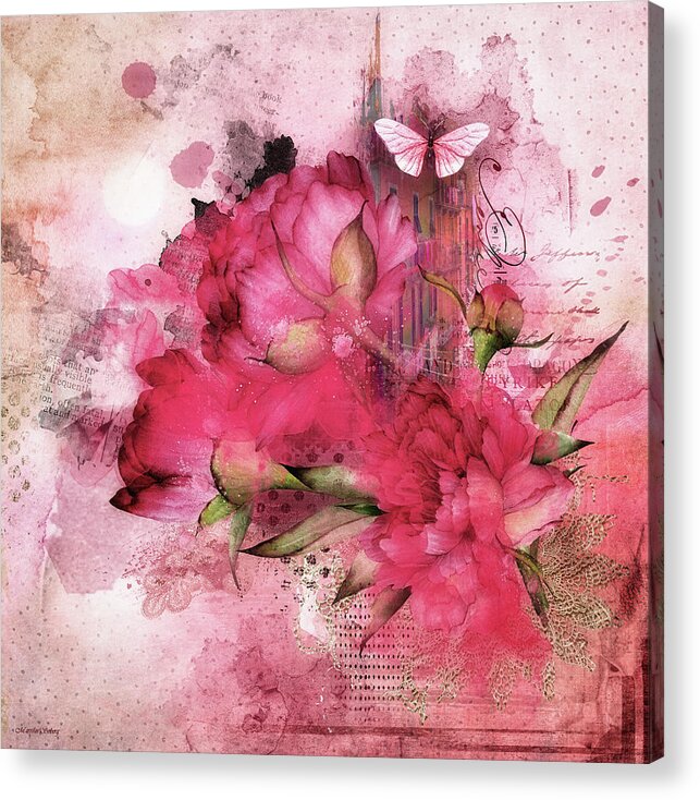Flowers Acrylic Print featuring the digital art A Passion for Pink #1 by Merrilee Soberg