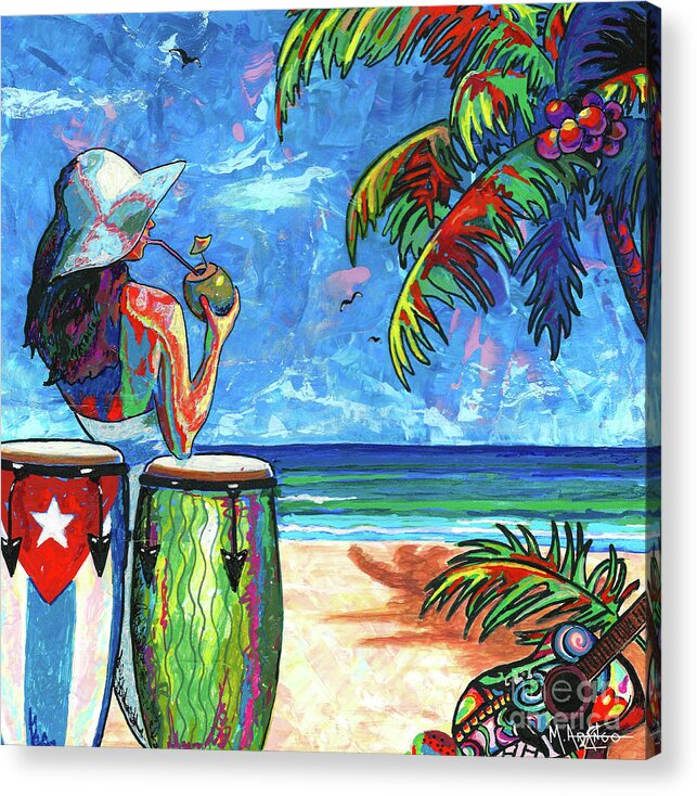 Cuba Acrylic Print featuring the painting Cuban Beach by Maria Arango