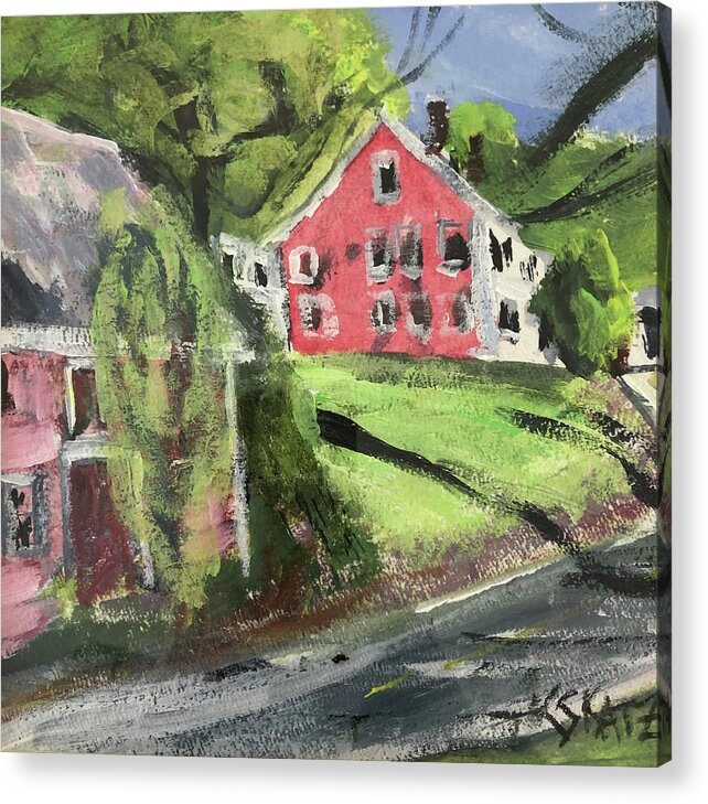 New England Acrylic Print featuring the painting High Street by Cyndie Katz