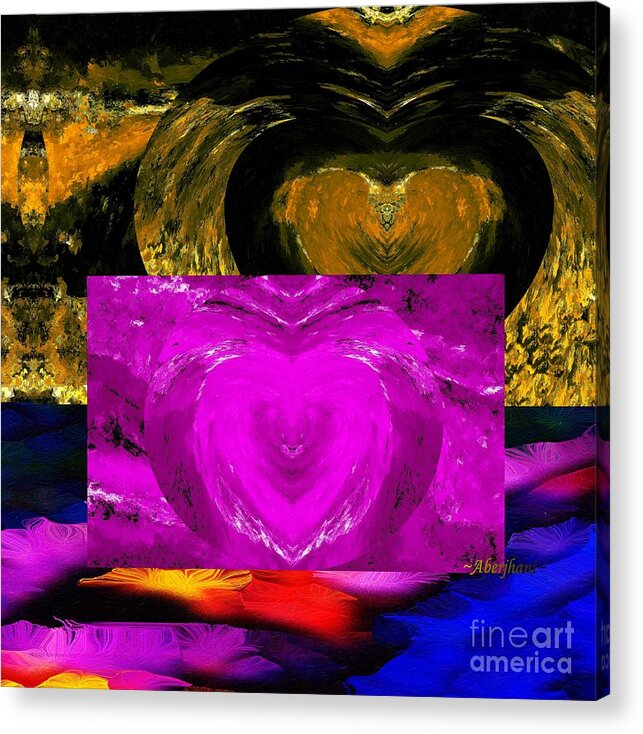 Pantone Color Of The Year 2023 Acrylic Print featuring the digital art Majestic Magenta with Heart of Gold by Aberjhani