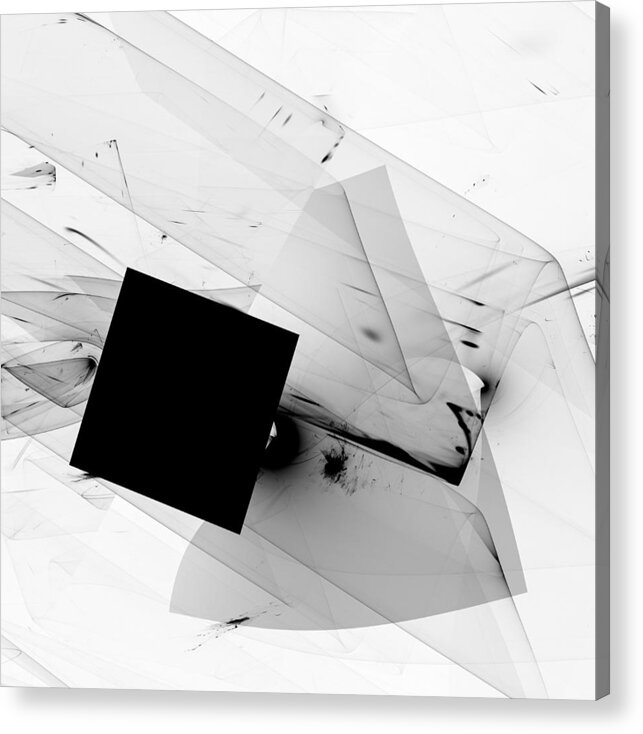 Abstract Expressionism #abstract Art #imagination#creativity#suprematism#black Square#contemporary Art #unique Design #handmade Art #black And White Acrylic Print featuring the digital art Suprematic Square /Abstract Illustration by Aleksandrs Drozdovs
