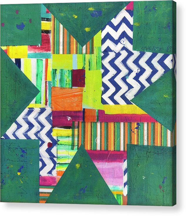 Star Acrylic Print featuring the painting Zigzag Star by Cyndie Katz