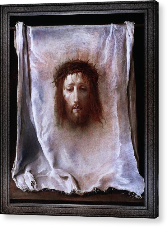 Veil Veronica Acrylic Print featuring the painting The Veil of Veronica by Domenico Fetti by Rolando Burbon