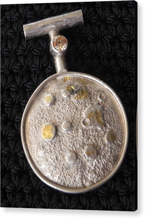 Abstract Texture Acrylic Print featuring the jewelry Circle Pendant by Patricia Tierney
