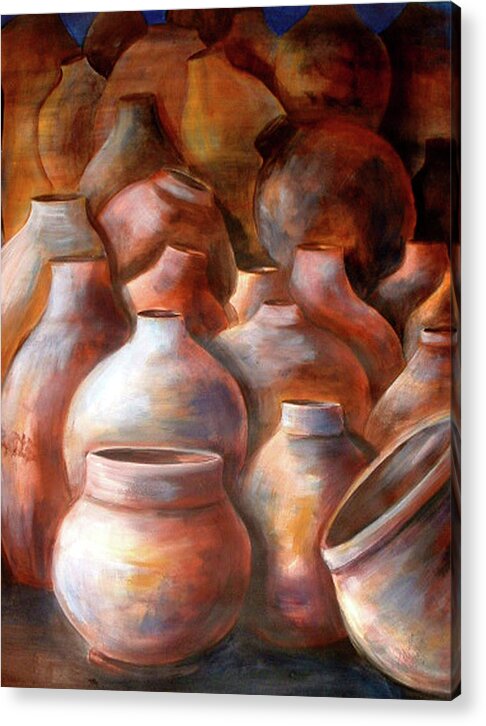 Pots Acrylic Print featuring the painting Pots in Morocco by Patricia Rachidi