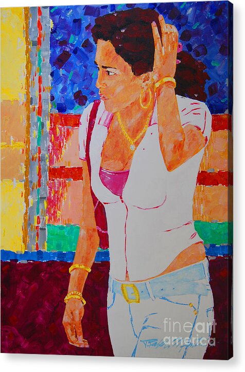 Figurative Acrylic Print featuring the painting She Has Diamonds by Art Mantia
