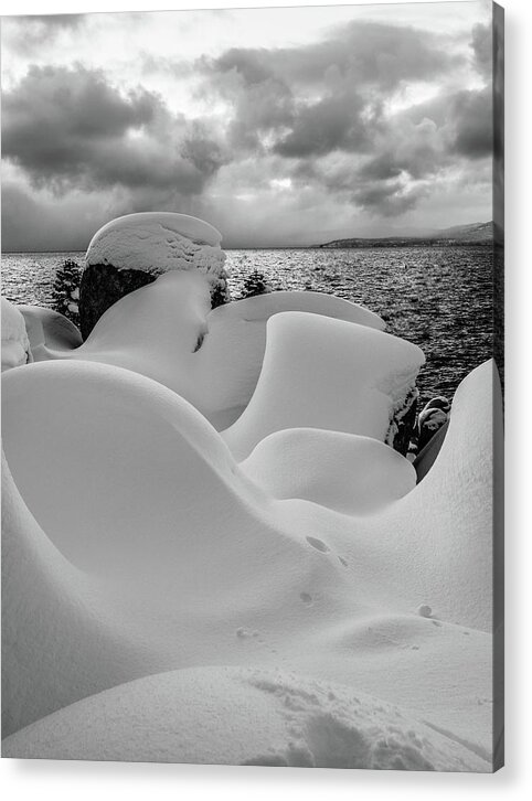 Lake Acrylic Print featuring the photograph Snow shapes by Martin Gollery