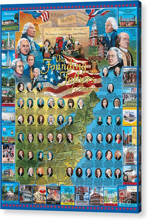 American Acrylic Print featuring the mixed media Founding Fathers of America by Randy Green