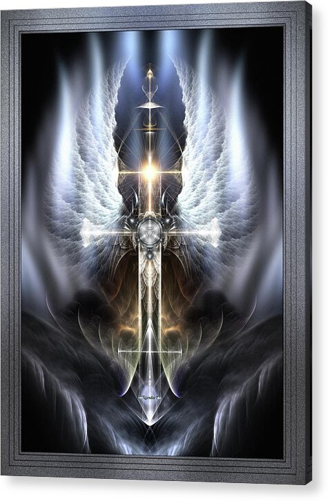 Heaven Acrylic Print featuring the digital art Heavenly Angel Wings Cross by Rolando Burbon