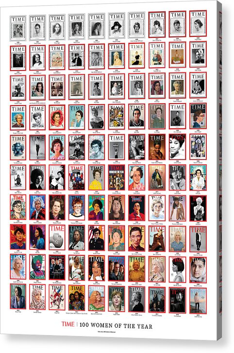 100 Women Of The Year Acrylic Print featuring the photograph TIME 100 Women of the Year Poster - For artist credits visit time.com/100-women-of-the-year by Various Artists