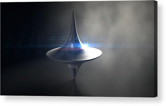 Top Acrylic Print featuring the digital art Die Cast Spinning Top Silhouetted #1 by Allan Swart