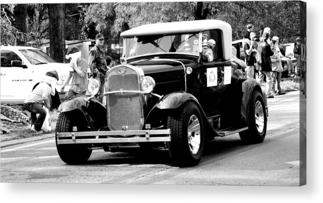 Transportation Acrylic Print featuring the photograph 1934 Classic Car in Black and White by Ester McGuire