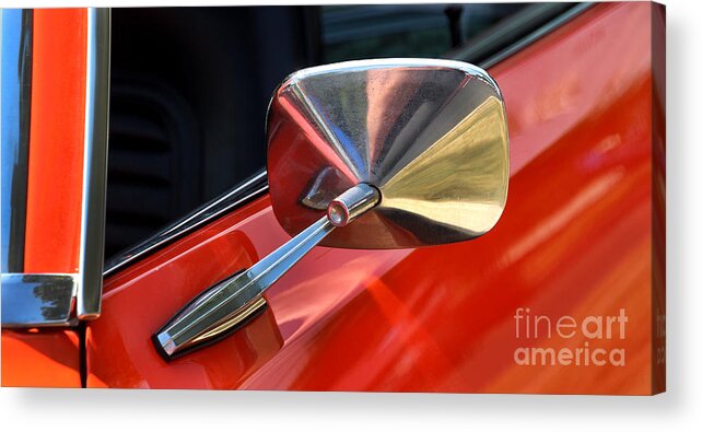 1969 Chevrolet Camaro Rs Acrylic Print featuring the photograph 1969 Chevrolet Camaro RS - Orange - Side Mirror - 7588 by Gary Gingrich Galleries