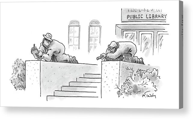 Modern Life Homeland Security Regional Government Politics 

(the Lion Statues Acrylic Print featuring the drawing New Yorker February 13th, 2006 by Mike Twohy
