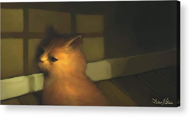 Diane Strain Acrylic Print featuring the painting A Warm Corner for Kitty  No.2 by Diane Strain