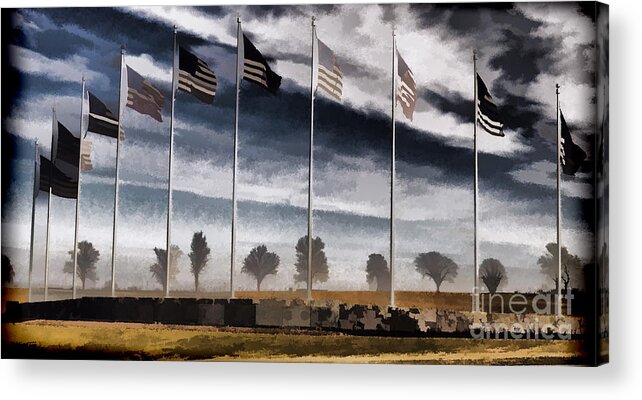 Flag Still Standing Acrylic Print featuring the photograph American Flag Still Standing by Luther Fine Art