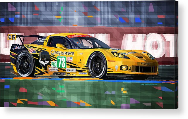 Automotive Acrylic Print featuring the mixed media Chevrolet Corvette C6R GTE Pro Le Mans 24 2012 by Yuriy Shevchuk