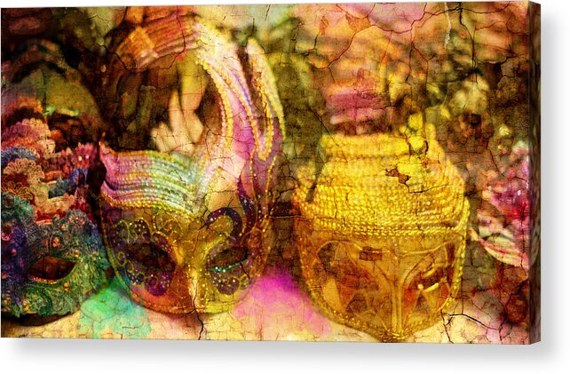 Venice Carnival Acrylic Print featuring the photograph Colorful Venice Carnival Masques by Suzanne Powers