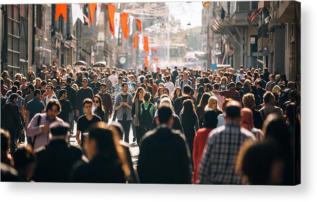 Istanbul Acrylic Print featuring the photograph Crowded Istiklal street in Istanbul by Filadendron