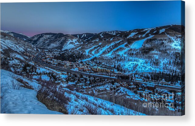 Vail Valley Acrylic Print featuring the photograph Dusk setting in the Vail Valley by Franz Zarda