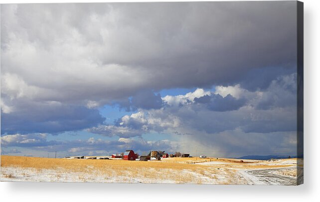 Farm Acrylic Print featuring the photograph First Snow On Storybook Farm by Theresa Tahara