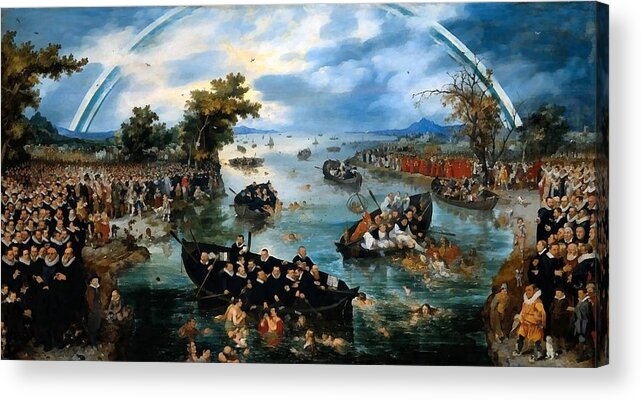 Adriaen Van De Venne Acrylic Print featuring the digital art Fishing For Souls by Adriaen van de Venne