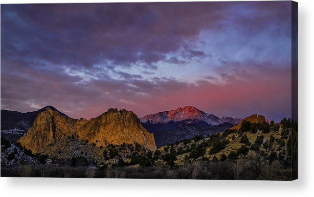 Steve White Acrylic Print featuring the photograph Garden of the Gods and Pike's Peak by Steve White