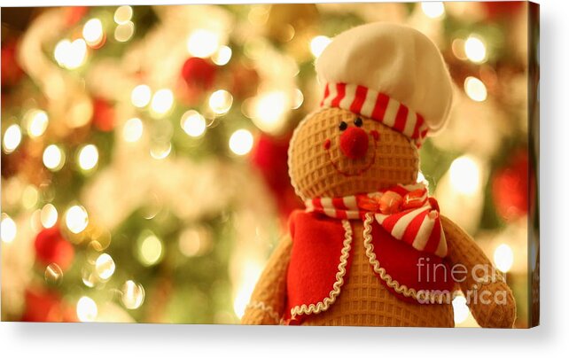 Christmas Greetings Acrylic Print featuring the photograph Gingerbread Boy by Theresa Ramos-DuVon