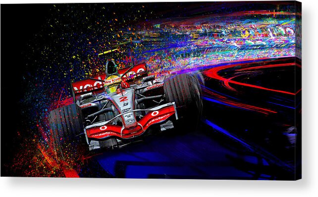 Formula One Acrylic Print featuring the digital art Hang A Lewy by Alan Greene