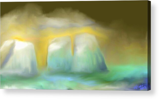 Digital Painting Acrylic Print featuring the painting Icebergs by Jessica Wright