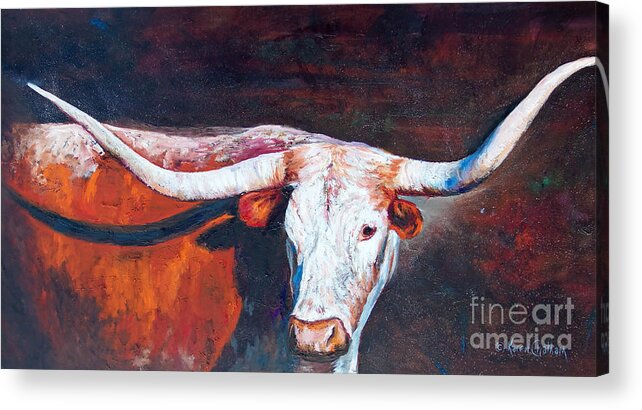 Longhorn Legacy Acrylic Print featuring the painting Longhorn Legacy by Karen Kennedy Chatham