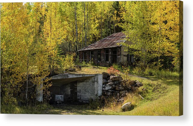 Photography Acrylic Print featuring the photograph Mine Shaft Entrance And Building by Panoramic Images