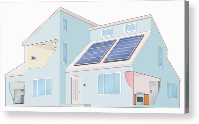 Alternative Acrylic Print featuring the photograph Modern House Using Solar Panels by Ikon Ikon Images